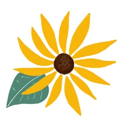 Free book club clipart of a sunflower with leaf